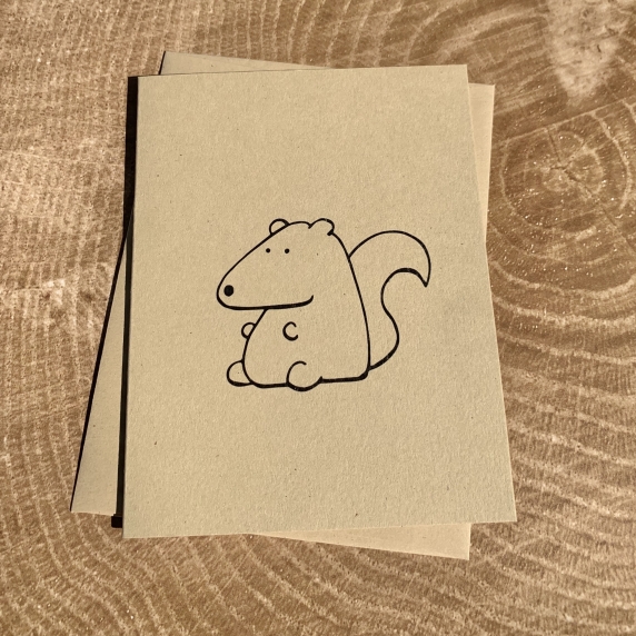 Squirrel Notecard on kraft cardstock, blank inside