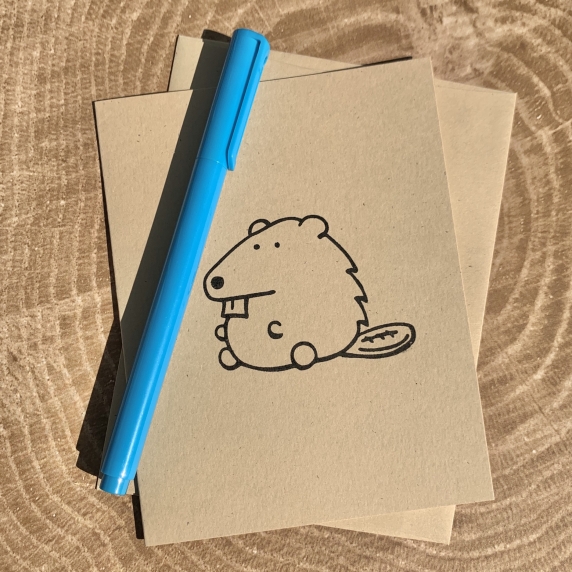 Beaver Notecard on kraft cardstock