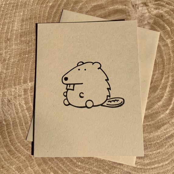 Beaver Notecard on kraft cardstock