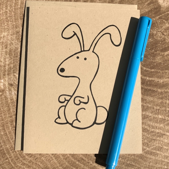 Bunny Notecard on kraft, blank inside