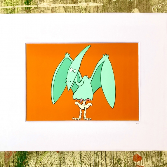 Zombie Dinosaur - Pterosaur Print (5x7 Matted Print)
