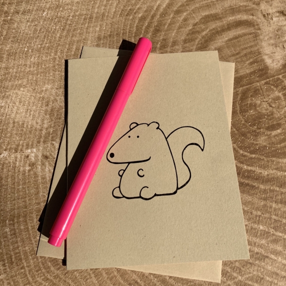 Squirrel Notecard on kraft cardstock, blank inside