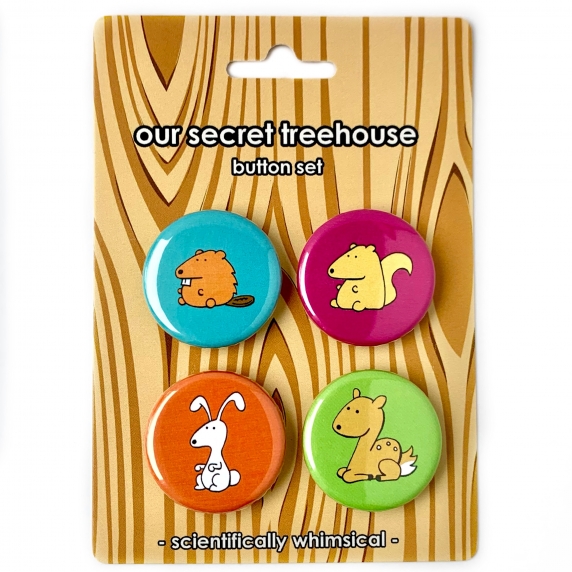 Woodland Critter buttons- beaver, bunny, squirrel & deer