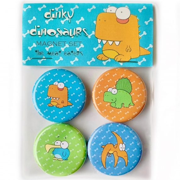 Dinky Dinosaurs Magnet Set- the Meat Eaters-T. rex, Bird, Pterosaur & Dimetrodon