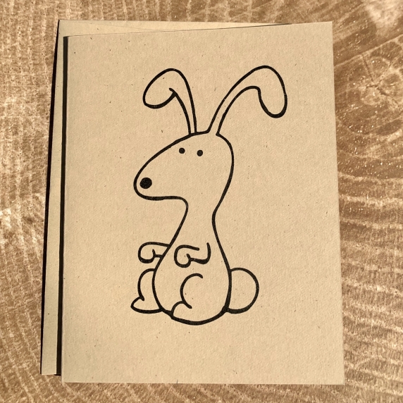 Bunny Notecard on kraft, blank inside