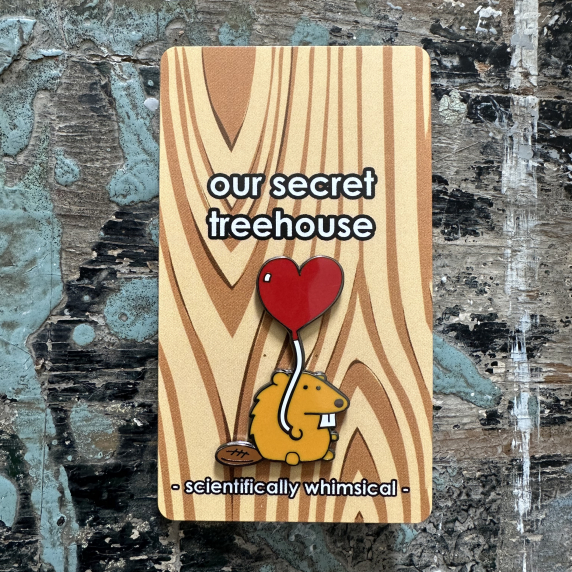 Beaver Enamel Pin on printed cardstock