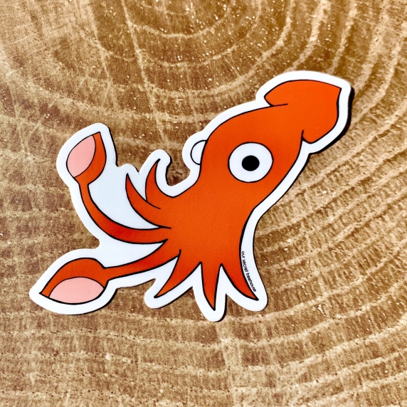 Vinyl sticker of a giant squid
