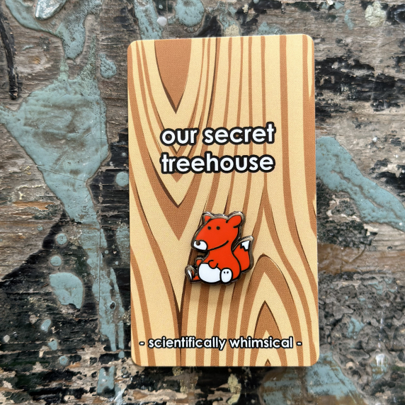 Fox Enamel Pin on printed cardstock