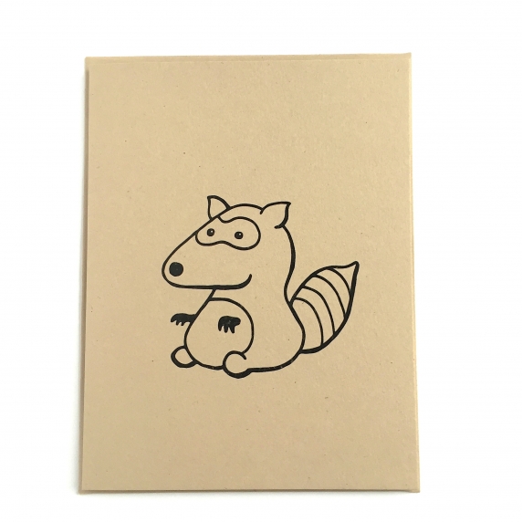 Raccoon Notecard- Woodland Critters on kraft cardstock