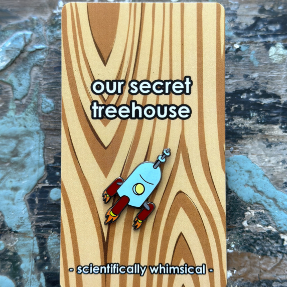 Rocket Enamel Pin on printed cardstock