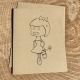 Robot Girl notecard on kraft cardstock, blank inside