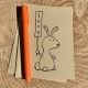 Bunny Card with a Love Sign Bunny cartoon notecard on kraft cardstock, blank inside