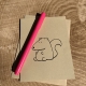 Squirrel Notecard on kraft cardstock, blank inside
