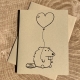 Beaver with a Heart Balloon Notecard Beaver Card - Beaver with Heart Balloon on kraft cardstock