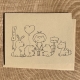 Beaver, Bunny, Girl, Squirrel & Deer notecard on kraft cardstock, blank inside