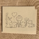 XO card with Woodland Critters and Girl Beaver, Bunny, Girl, Squirrel & Deer notecard on kraft cardstock, blank inside