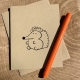 Hedgehog Card Hedgehog notecard- Woodland Critters Series Two on kraft cardstock
