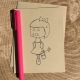Robot Girl notecard on kraft cardstock, blank inside
