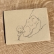 Girl & T. rex hugging notecard Hug card - Girl & Rex notecard on kraft cardstock