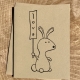 Bunny cartoon notecard on kraft cardstock, blank inside