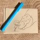 Girl & T. rex hugging notecard Hug card - Girl & Rex notecard on kraft cardstock