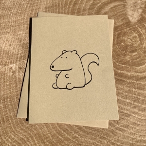 Squirrel Notecard on kraft cardstock, blank inside