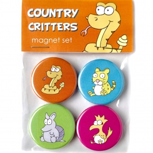 Country Critters Magnet Set Country Critters Magnet Set- Ocelot, Armadillo, Roadrunner & Rattlesnake