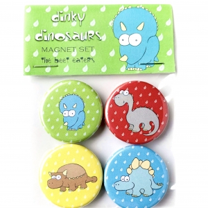 Dinky Dinosaurs- the Beet Eaters Magnet Set: Triceratops, Bronto, Stego & Ankylo