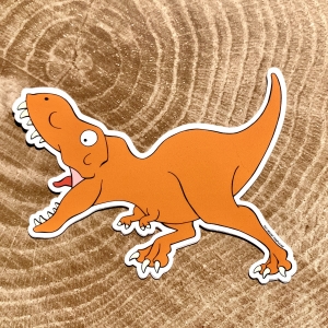 Vinyl sticker of a running T. rex