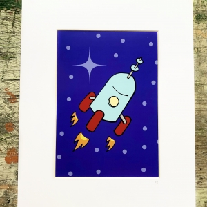 Cartoon Rocket Print- Rockets & Robots Series
