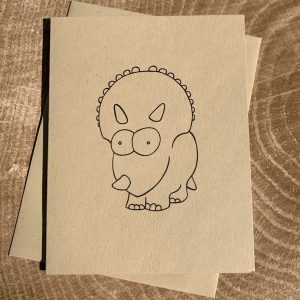 Triceratops card notecard on kraft cardstock, blank inside Triceratops notecard on kraft cardstock, blank inside