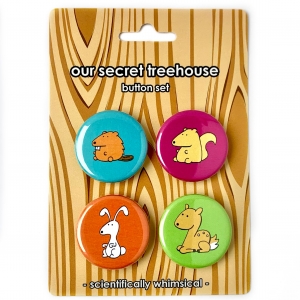 Woodland Critter Button Set Woodland Critter buttons- beaver, bunny, squirrel & deer