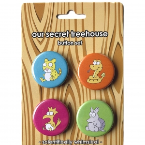 Country Critters Button Set Country Critters Button Set- Ocelot, Roadrunner, Armadillo & Rattlesnake