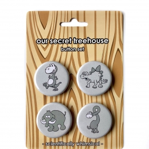 Dinosaur Button Set- Vintage Style Dinosaur Buttons Vintage Style Dinosaur Button Set- T. rex, Brontosaurus, Mastodon & Stegosaurus