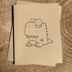 Dinky Dinosaurs T.rex Notecard T. rex notecard on kraft cardstock, blank inside
