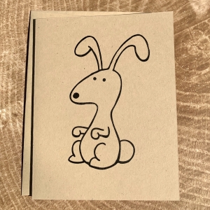 Bunny Notecard on kraft, blank inside