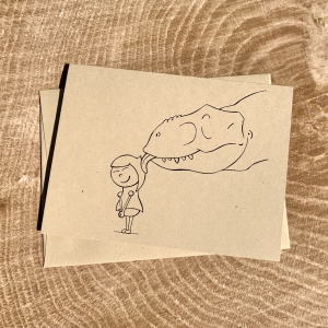 Girl & Rex “Lick” notecard on kraft cardstock, blank inside