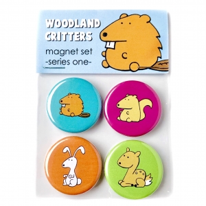 Woodland Critter Magnet Set- Beaver, Bunny, Squirrel & Deer