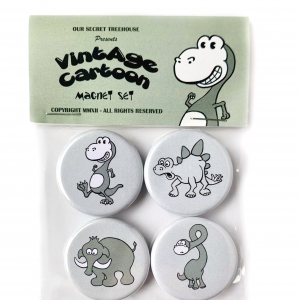 Vintage Dinosaur Magnets- T. rex, Stegosaur, Brontosaur, Mastodon