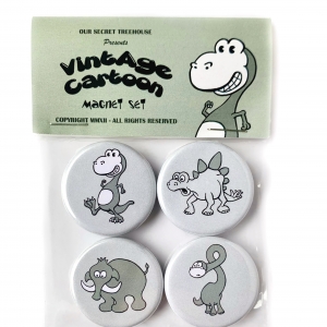 Dinosaur Magnet Set- Vint-Age Dinosaur Magnet Set Vintage Dinosaur Magnets- T. rex, Stegosaur, Brontosaur, Mastodon