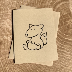 Fox Notecard- Woodland Critters on kraft cardstock