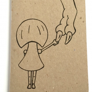 Girl & T. rex Notebook with handprinted kraft cover