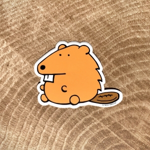 Vinyl sticker of a cartoon beaver