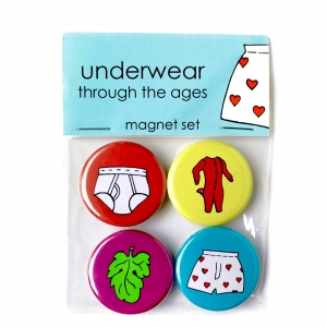 Mens Underwear magnets- boxers, tighty whities, fig leaf & union suit