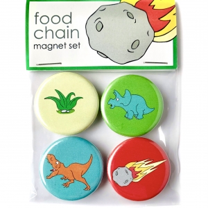 Food Chain Magnet Set- Plant, Triceratops, T. rex & Asteroid