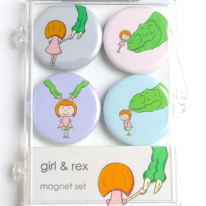 Girl & Rex Magnet Set- Girl & T. rex Magnet Set