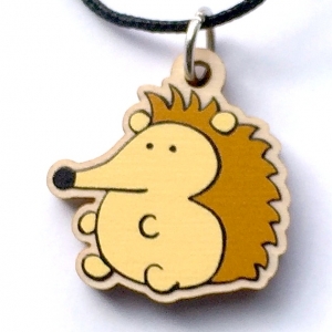 Hedgehog necklace printed on maple charm