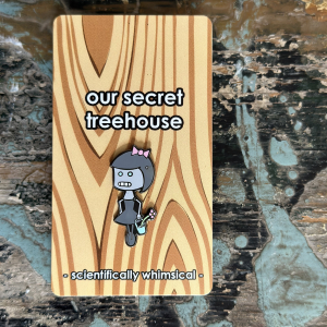 Robot Girl Enamel Pin on printed cardstock