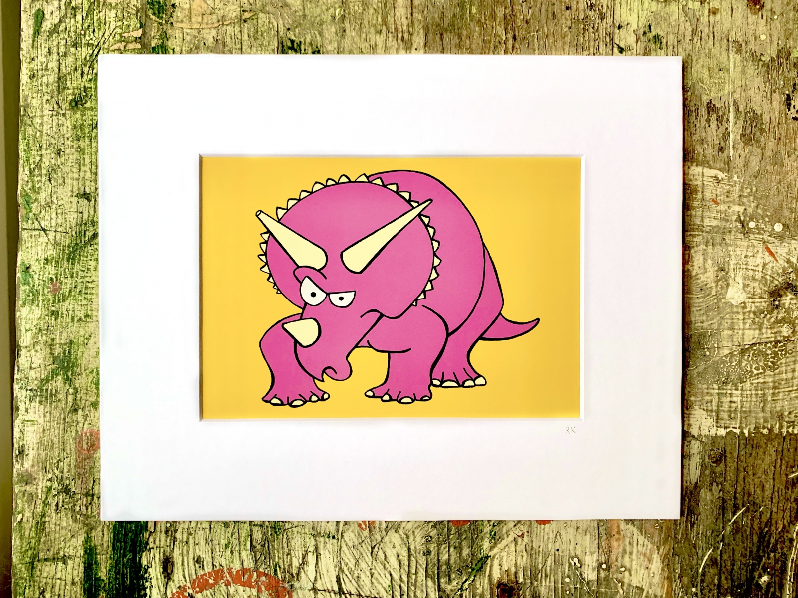 Yellow Triceratops Print- Saurs and More Series (5x7 Matted Print ...